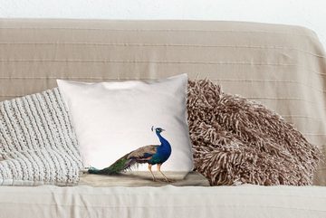 MuchoWow Dekokissen Pfau - Federn - Vogel - Kinder - Jungen - Mädchen, Zierkissen mit Füllung für Wohzimmer, Schlafzimmer, Deko, Sofakissen