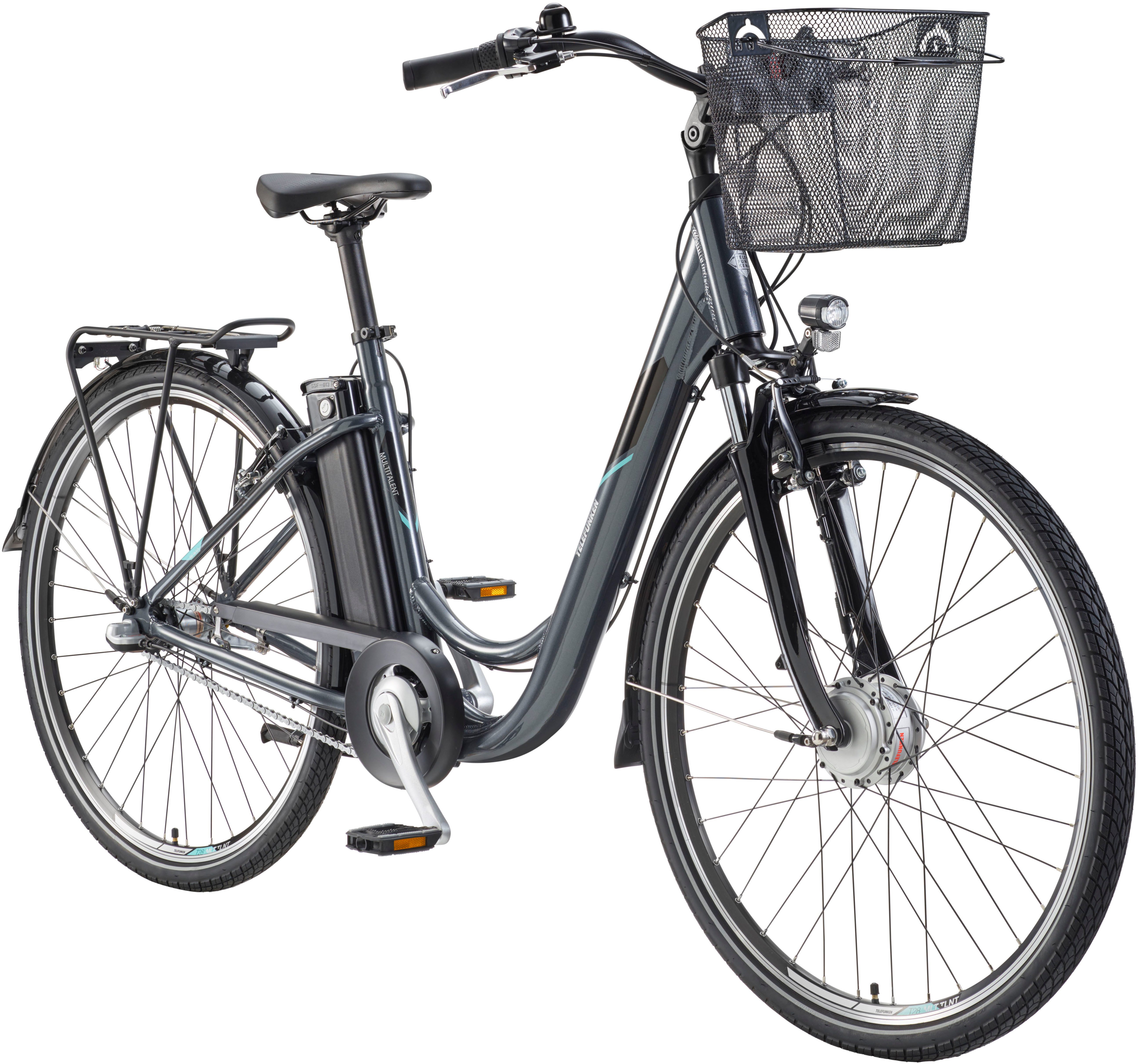 Telefunken E-Bike Cityrad Multitalent RC830, 3 Gang Shimano Nexus Schaltwerk, Frontmotor, 531,3 Wh, Pedelec, Elektrofahrrad für Damen u. Herren