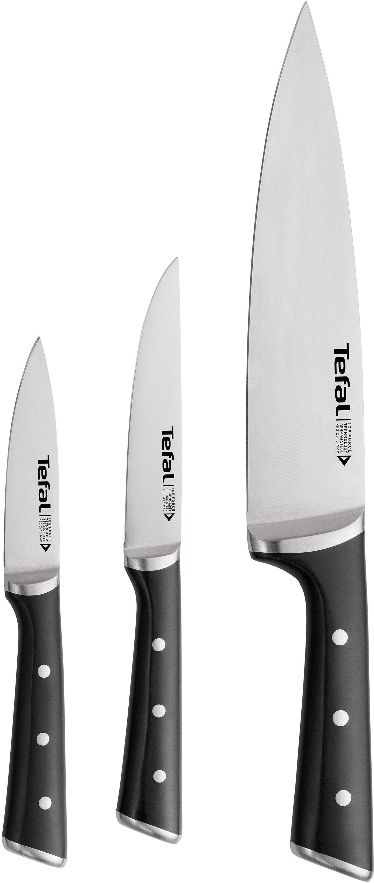 Tefal Topf-Set Virtuoso + Edelstahl (alle Herdarten) Messer-Set 7-teilig Edelstahl-Topfset Edelstahl-Topfset (Set, 3-teilig), 3tlg., + Ice 10-tlg., Set: + Force, 7er Induktion Messerset