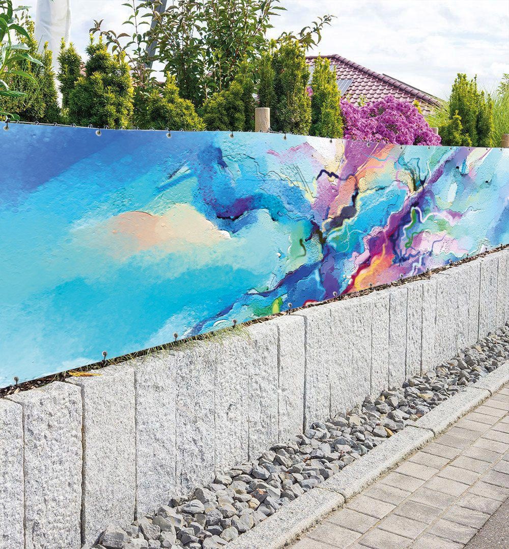 Thumbnail - MyMaxxi Sichtschutzzaunmatten Zaunbanner Farbstrudel hellblau Sichtschutz Garten Zaun, (Bambus grün)