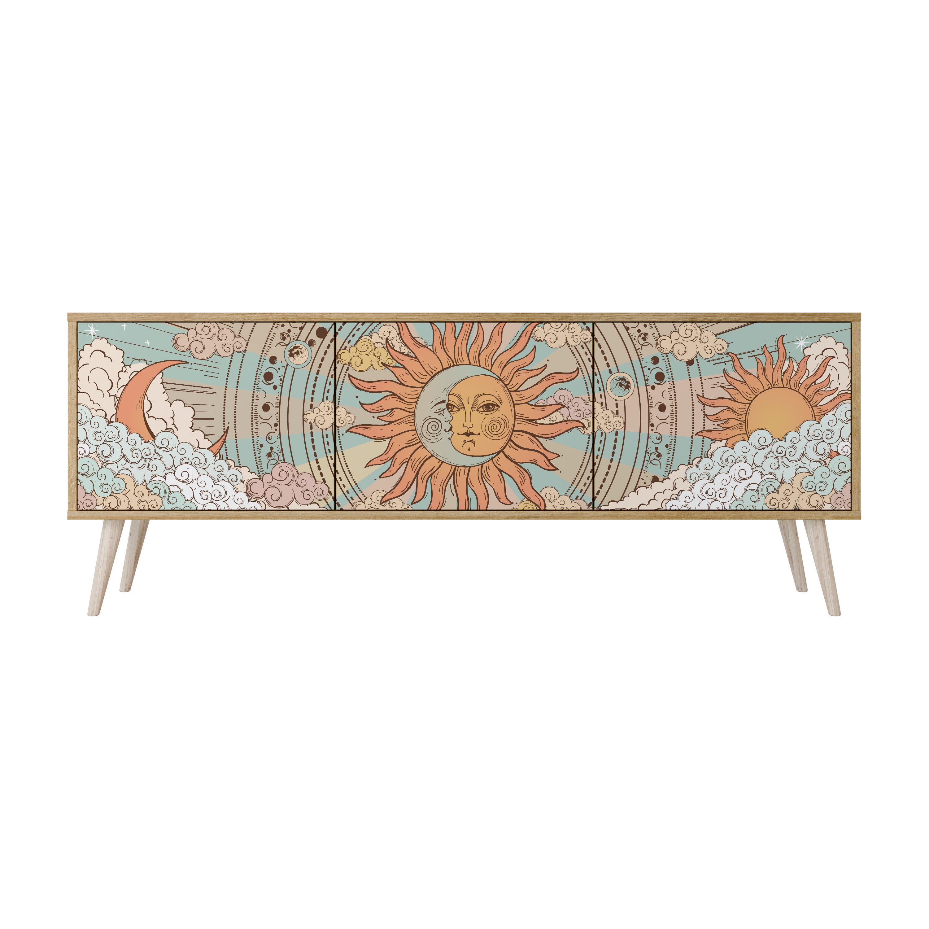SPACEREBELS TV-Schrank mit Türen, Fernsehtisch, Sideboard, Board mit Stauraum, Tisch mit Beinen Lowboards 161 cm Fernsehschrank