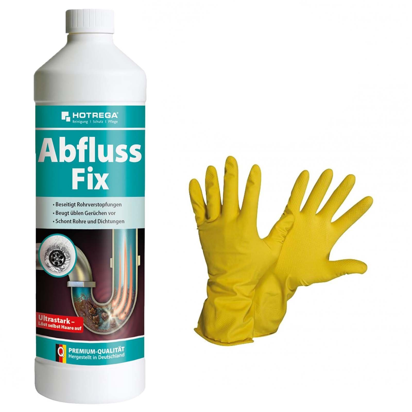 Abfluss Fix Abflussreiniger Rohrreiniger 1L Konzentrat mit Handschuhen Rohrreiniger