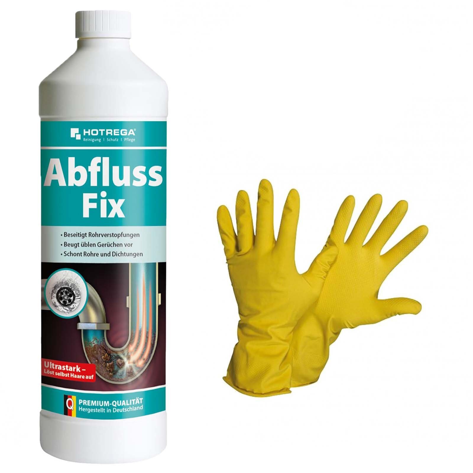 HOTREGA® Abfluss Fix 1L Konzentrat inkl. Handschuhe Rohrreiniger