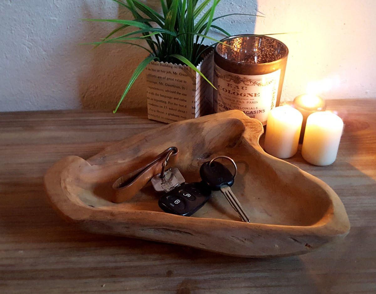 Holz Lichter Dekoschale Teak Dekoschale Ø 30 cm – massiv, naturbelassen, Un günstig online kaufen