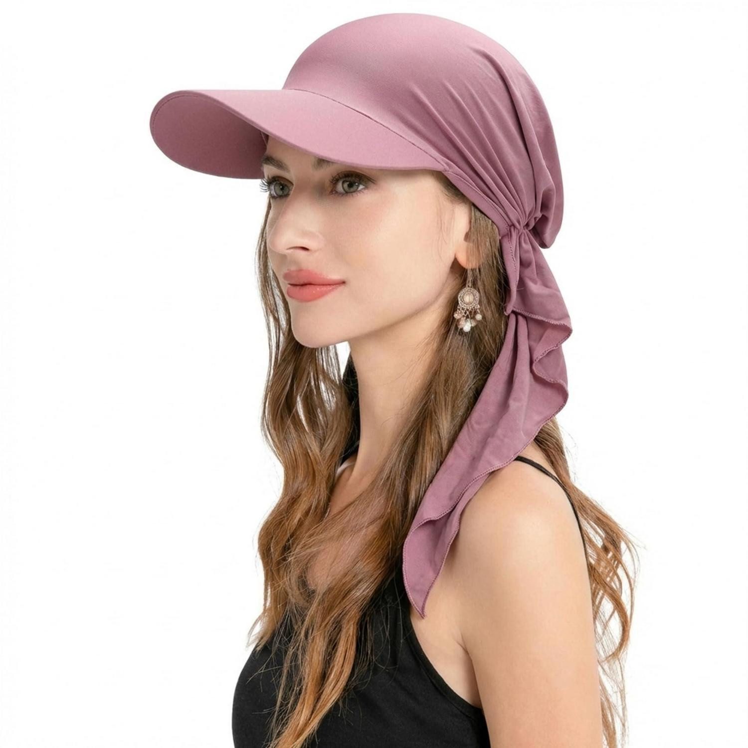 LuxusKollektion Beanie Kopfbedeckung Damen Chemo Mütze Beanie Krempe Einfarbiges Violett weiß