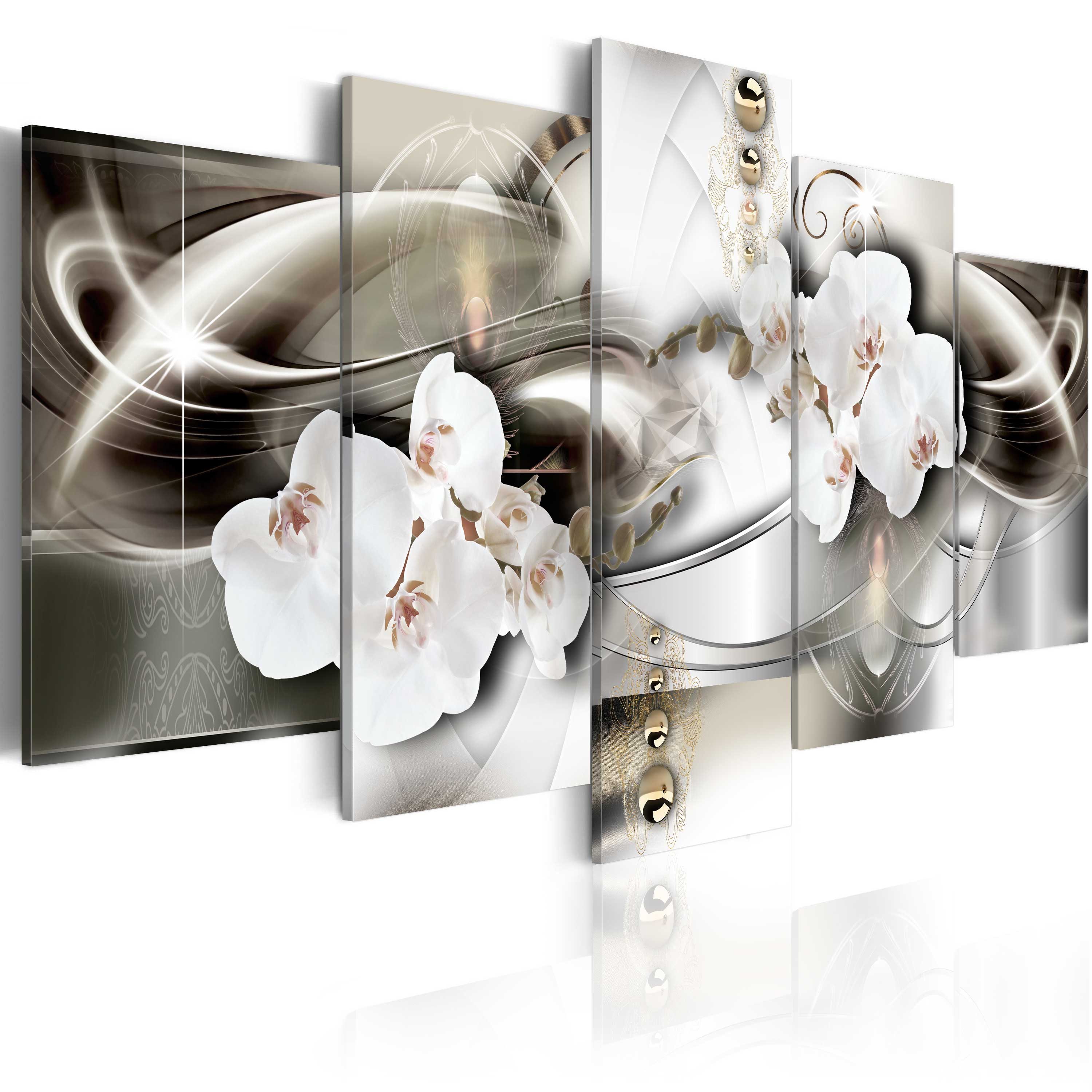 Artgeist Wandbild Orchids among the waves of gold