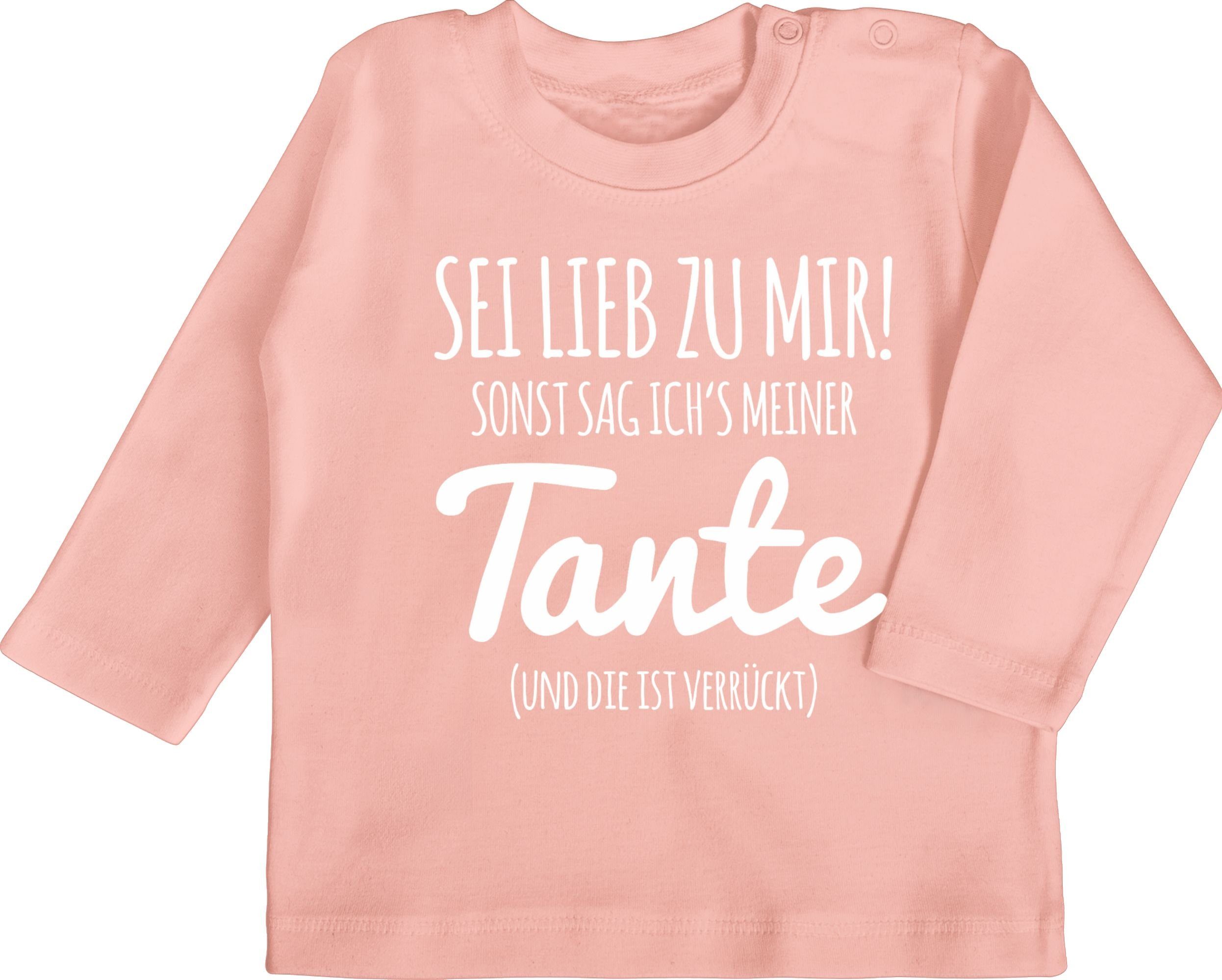 Shirtracer T-Shirt Tante Spruch - Sei lieb zu mir sonst sag ichs meiner Tante Tante 2 Babyrosa