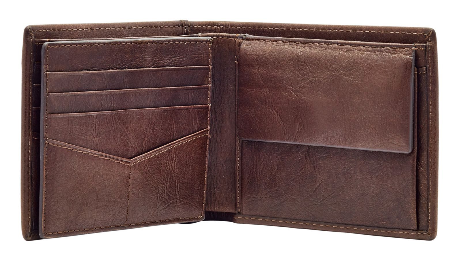 Fossil Geldbörse Large Coin Pocket, aus echtem Leder mit RFID-Blocker Schutz