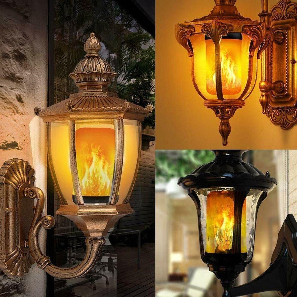 für Weihnachten Außen 6W Effekt E27 Stück Glühbirne Garten Deko Flamme Flackerlicht Party Haus Deko, Glühlampen Flackerlicht Glühlampen 4 Außenleuchte, Lampe LETGOSPT Gartenstrahler LED Flammen Halloween