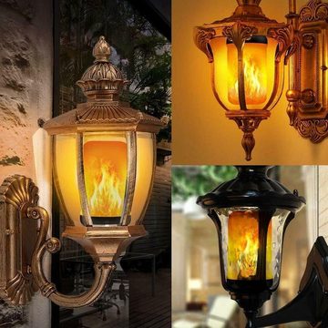 LETGOSPT Gartenstrahler Flammen Glühbirne E27 Lampe LED 6W Glühlampen Flackerlicht Außen Deko, Flamme Effekt Glühlampen Flackerlicht Außenleuchte