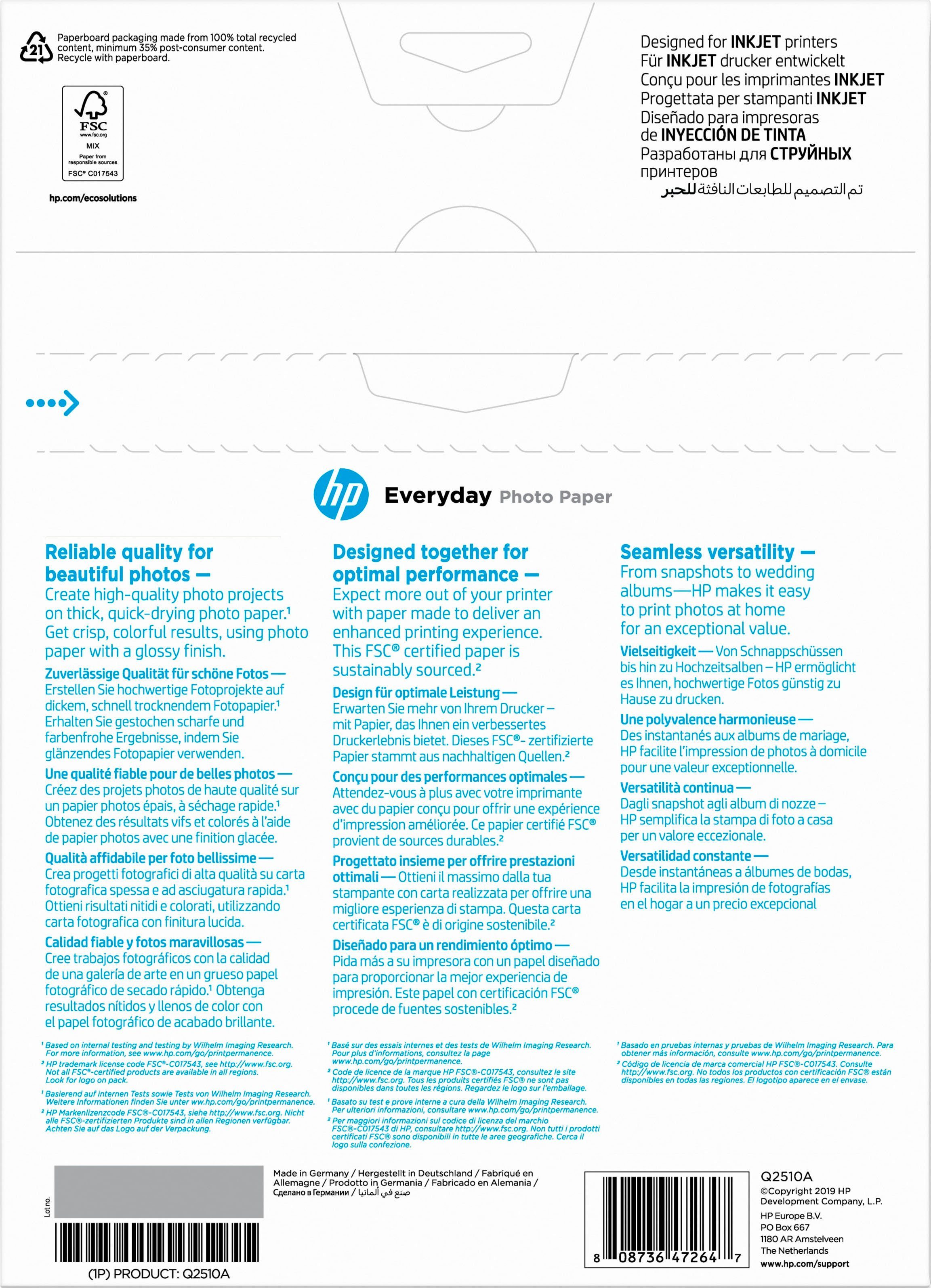 HP Fotopapier Everyday glänzend - A4 (210 x 297 mm) - 100 Blatt