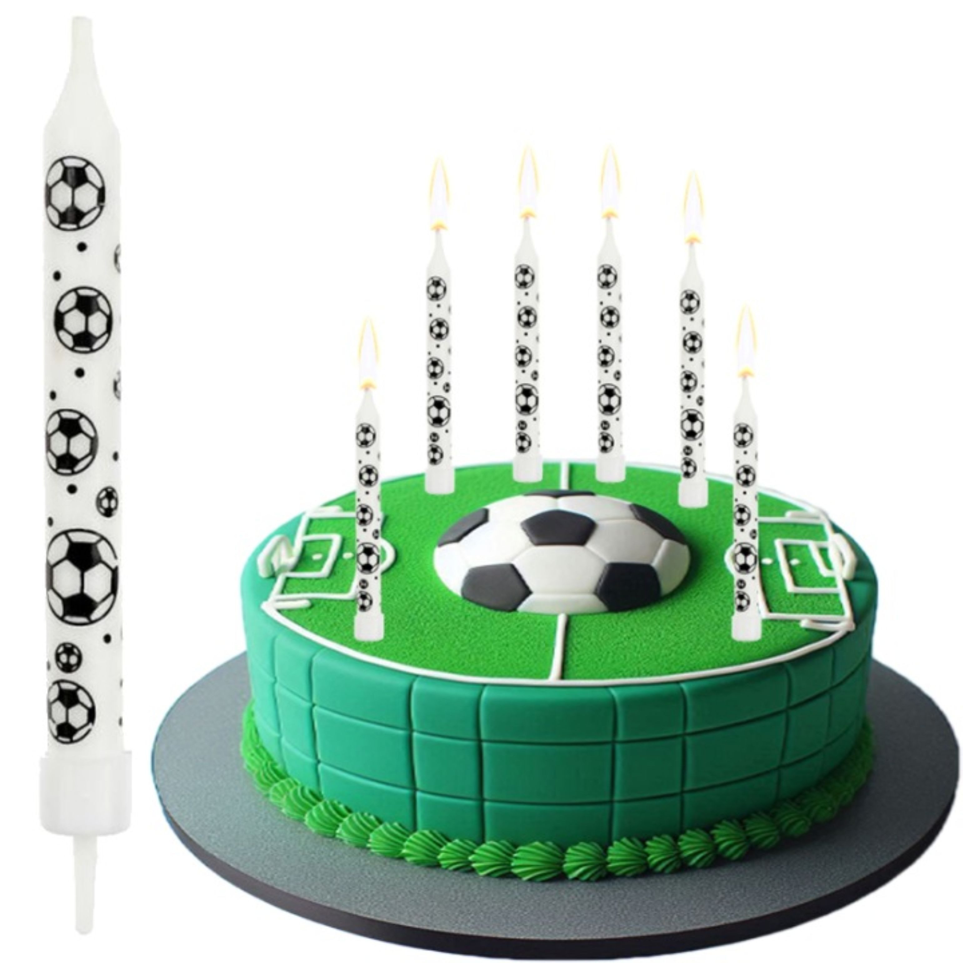 Festivalartikel Geburtstagskerze Geburtstagskerzen Fußball Weiß 6 Stk Torte Kuchen Deko (1-tlg)