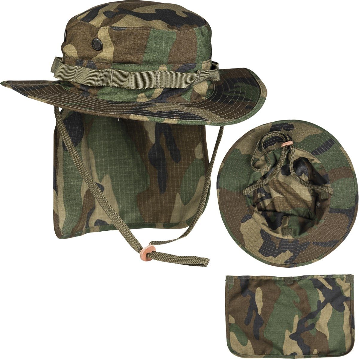 Mil-Tec Outdoorhut Britische Armee Boonie RipStop mit Nackenschutz Woodland