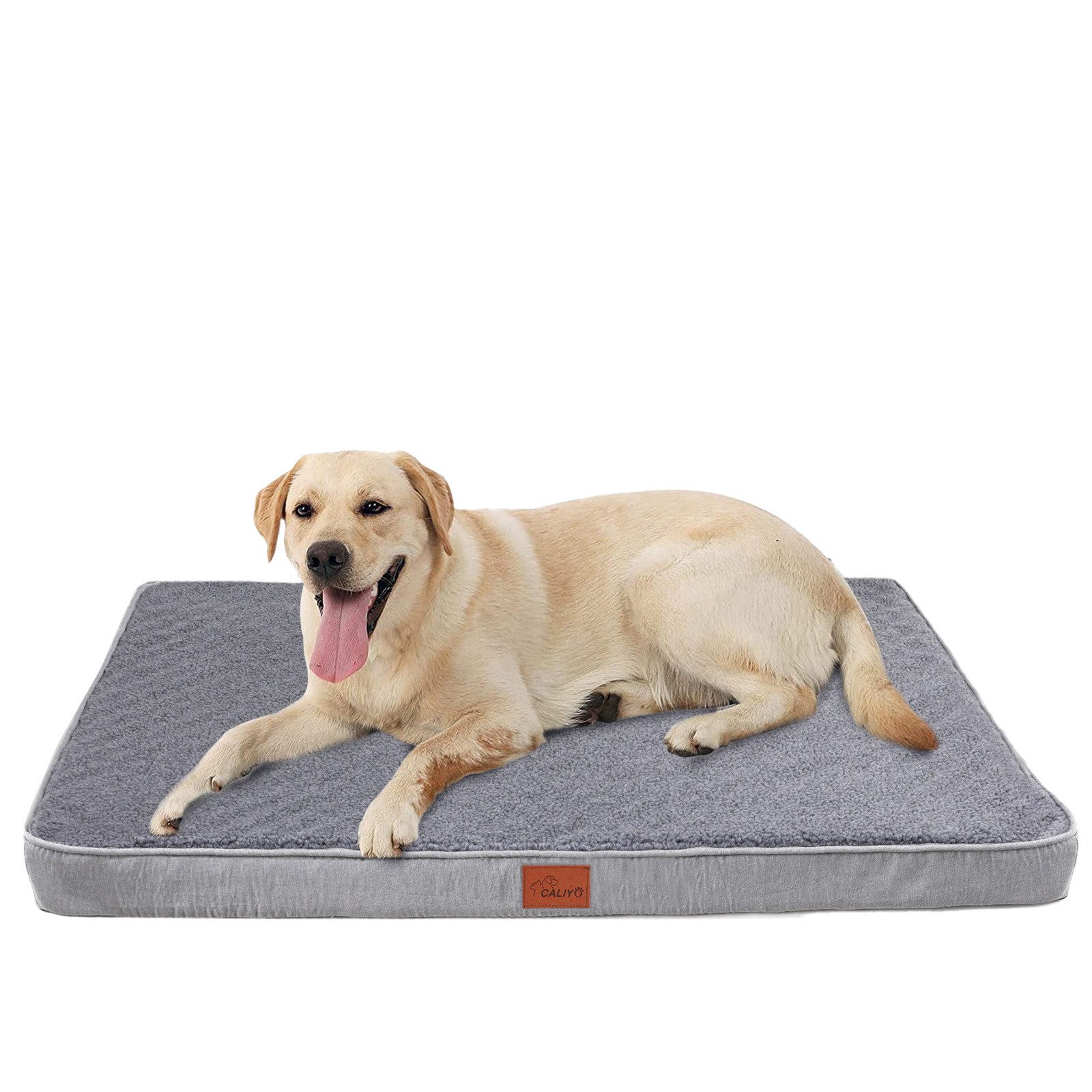 CALIYO Tierbett Orthopädisches Hundebett Grosse Hunde - Hundekissen flauschig, Cozy Flannel Fleece Fabric/ Washable Inner Film/ Egg Crate orthopedic Foam/ Non-slip Bottom, Hundematte Waschbar Hundematratze in dunkelgrau für Große Hunde