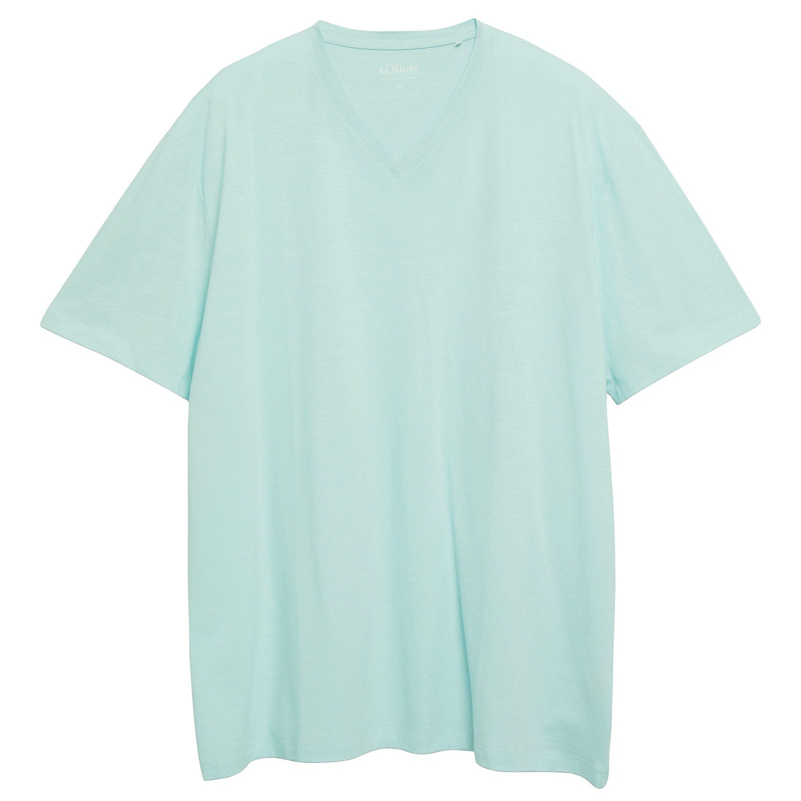s.Oliver V-Shirt s.Oliver Stretch Basic-T-Shirt mint V-Neck Übergröße