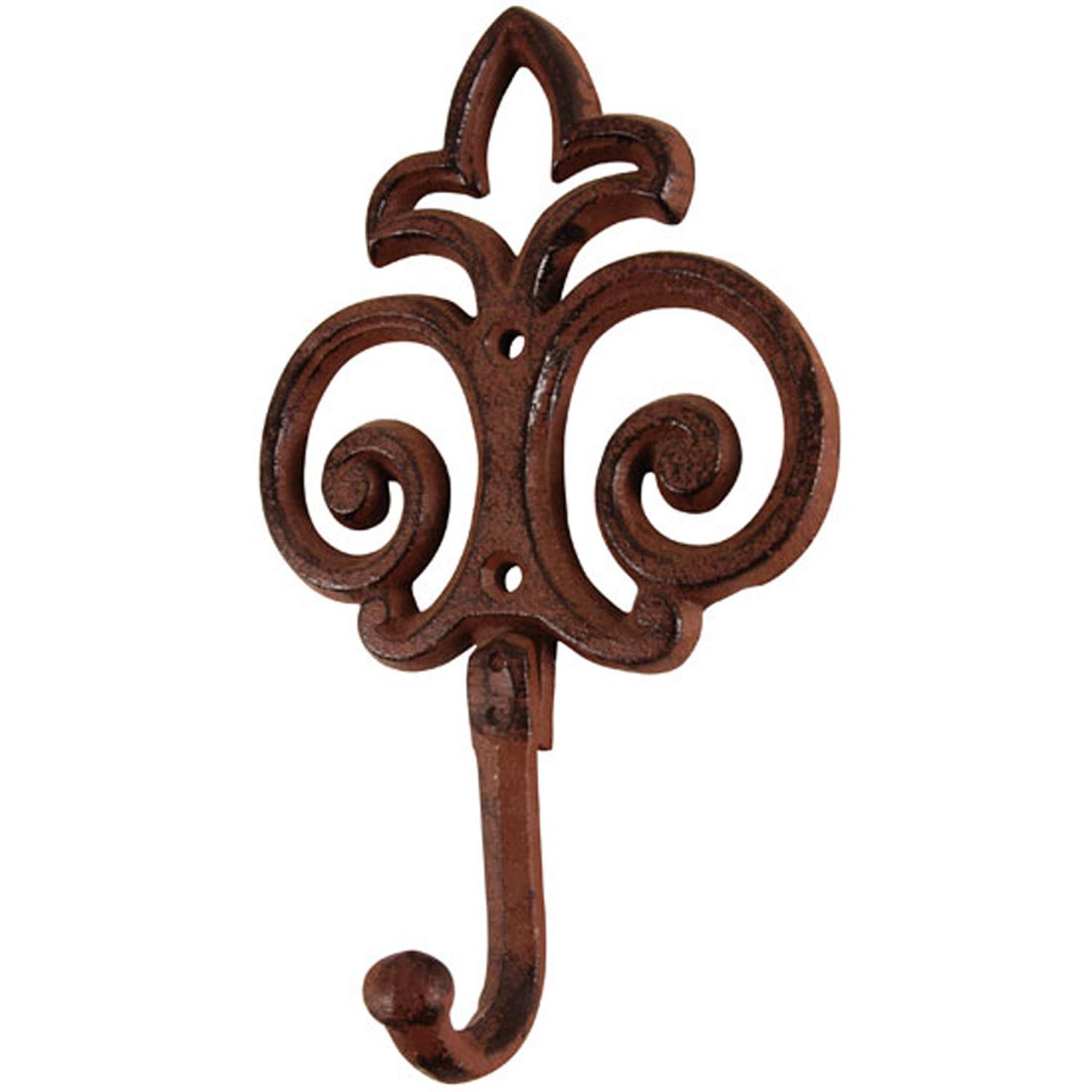esschert design Настенные крючки Haken offene Lilie Handtuchhaken Garderobe Landhaus Gusseisen braun