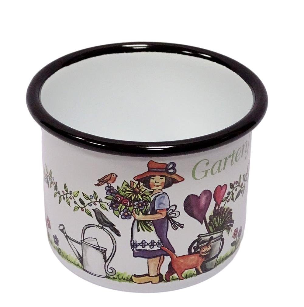 Linoows Tasse Emaille Tasse, Kaffeepott, Henkeltasse, Kaffeepott, Gartenfreundin 9 Emaille, Outdoor Henkelbecher Becher, cm