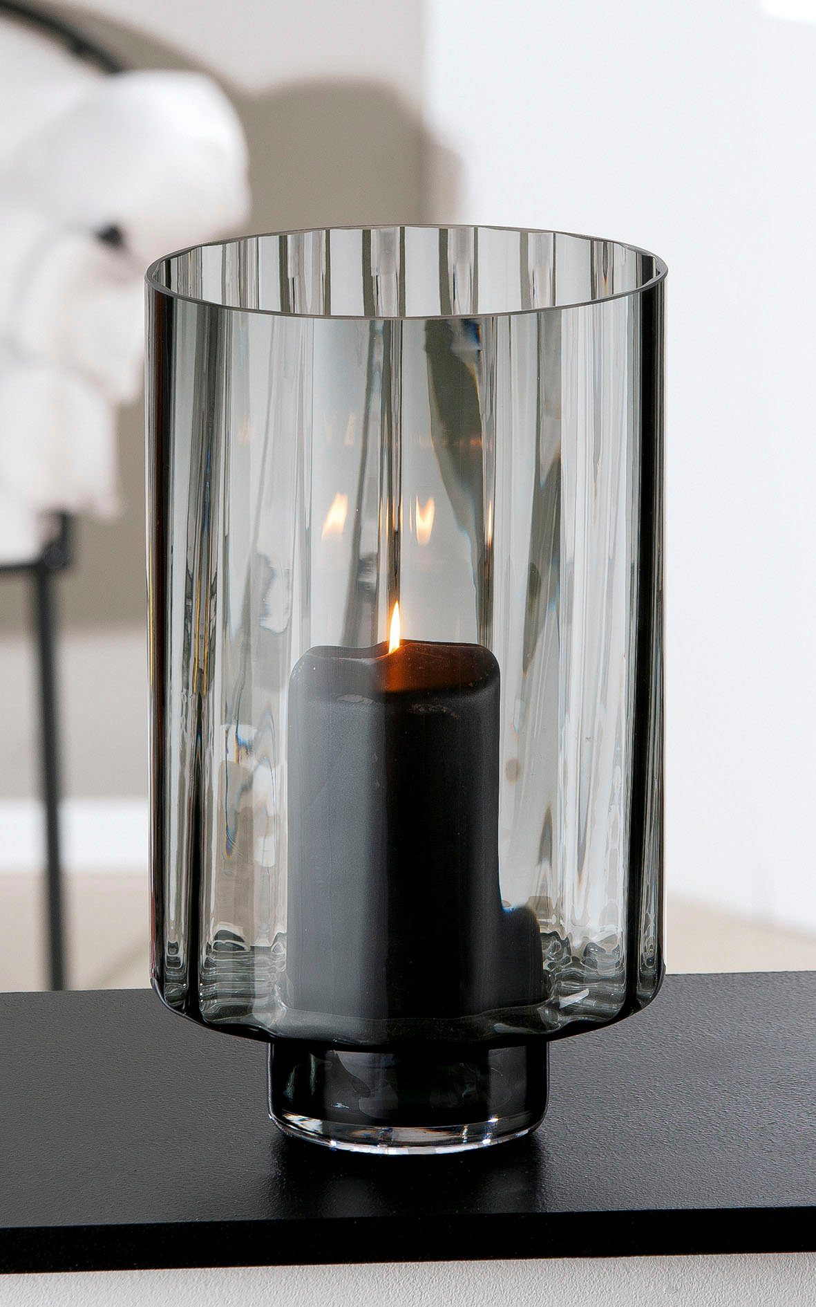GILDE Windlicht aus (1 schwarz St), Glas Novus Kerzenhalter