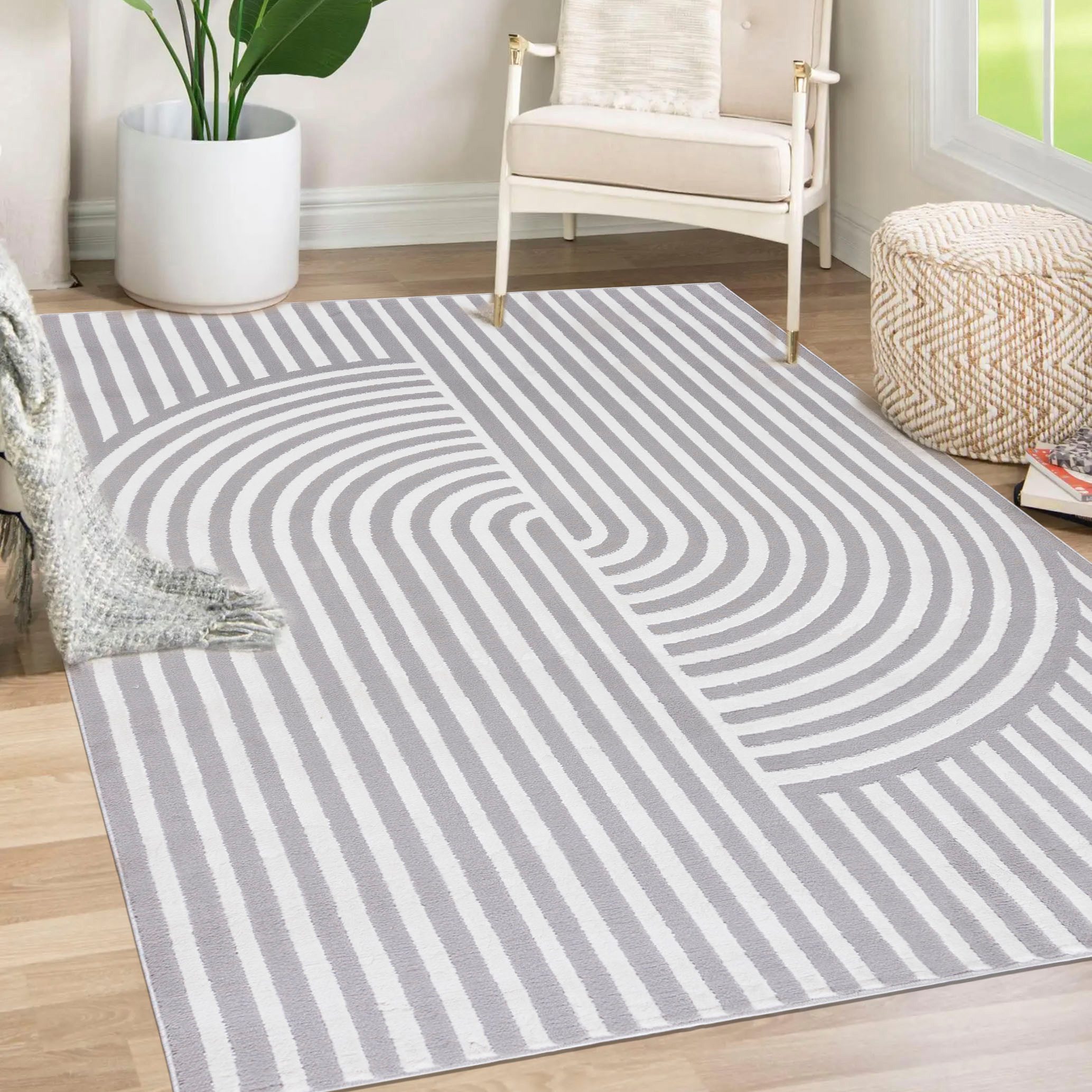 Mazovia Designteppich Modern Geometrisch Teppich Minimalistisch Weich Teppich für Wohnzimmer, 180 x 250 cm, Fußbodenheizung