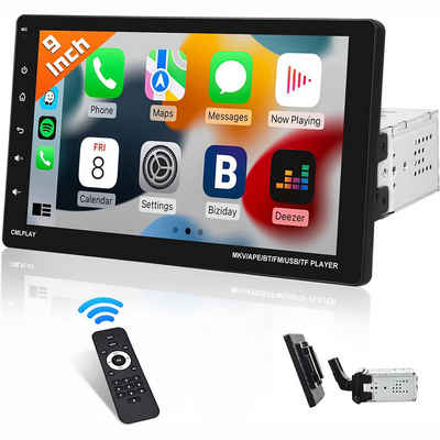 Hikity 1Din 9" Touchscreen Abnehmbarer Bildschirm MP5 Player Carplay Android Autoradio (FM Radio, Spiegel Link Bluetooth)