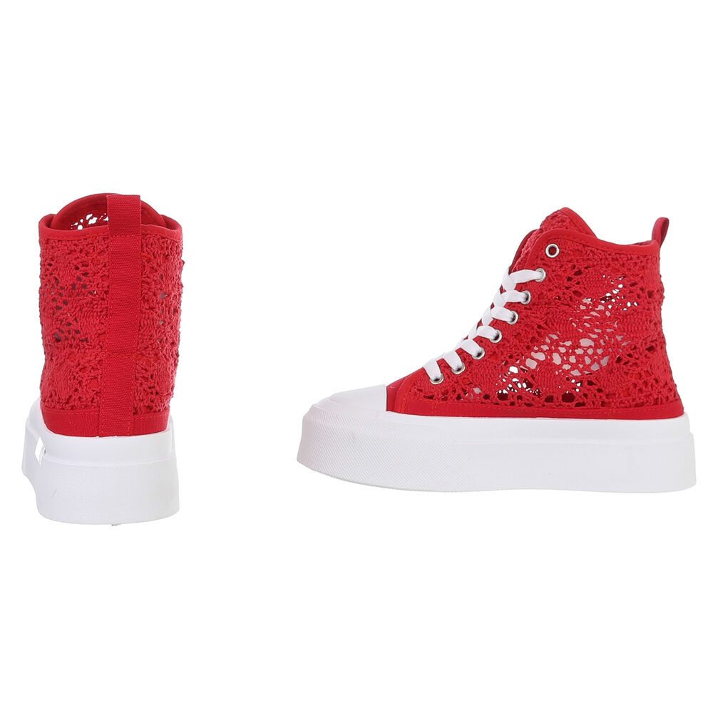 Ital-Design Damen High-Top Freizeit Sneakerboots (88828284) Flach Sneakers High in Rot