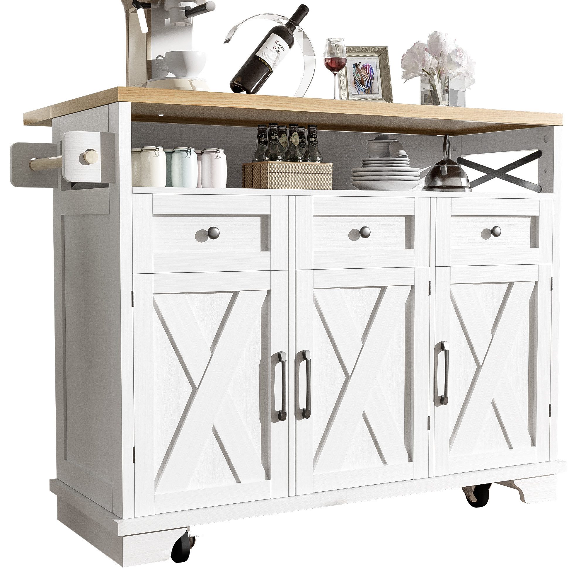 KLAM HOME Küchenwagen Kücheninsel mit Rollen günstig online kaufen