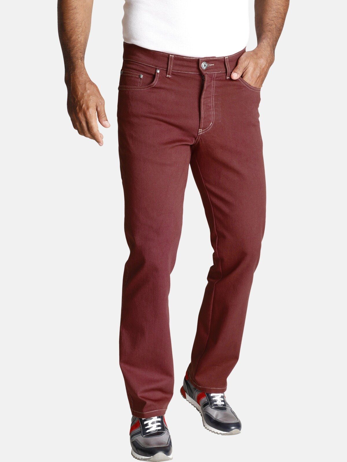 dunkelrot angenehmer 5-Pocket-Jeans Stretch-Denim Jan Vanderstorm GUNNAR