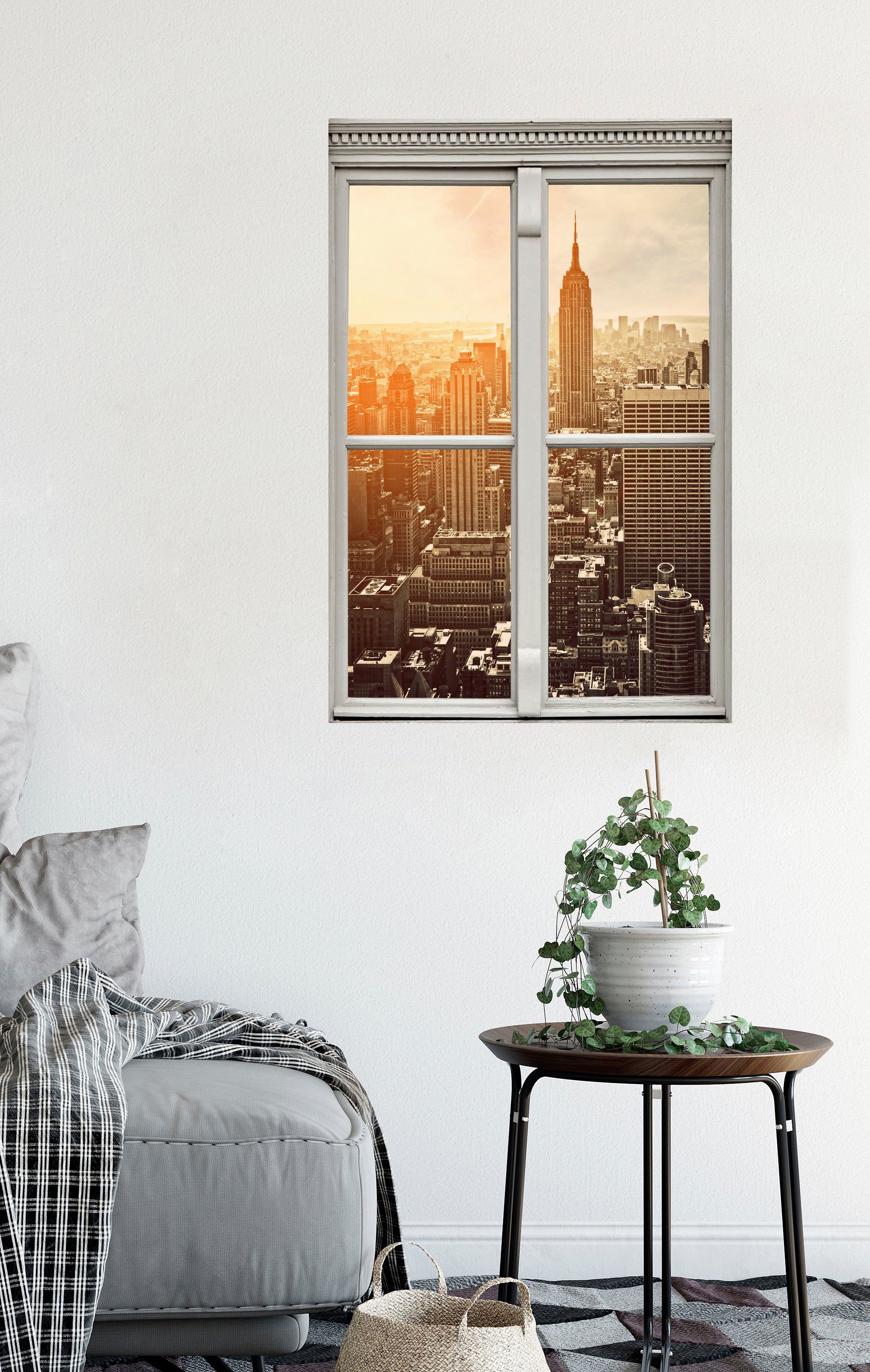 queence Wandsticker New York, Wandsticker, Wandbild, selbstklebend, 3D, Fenster
