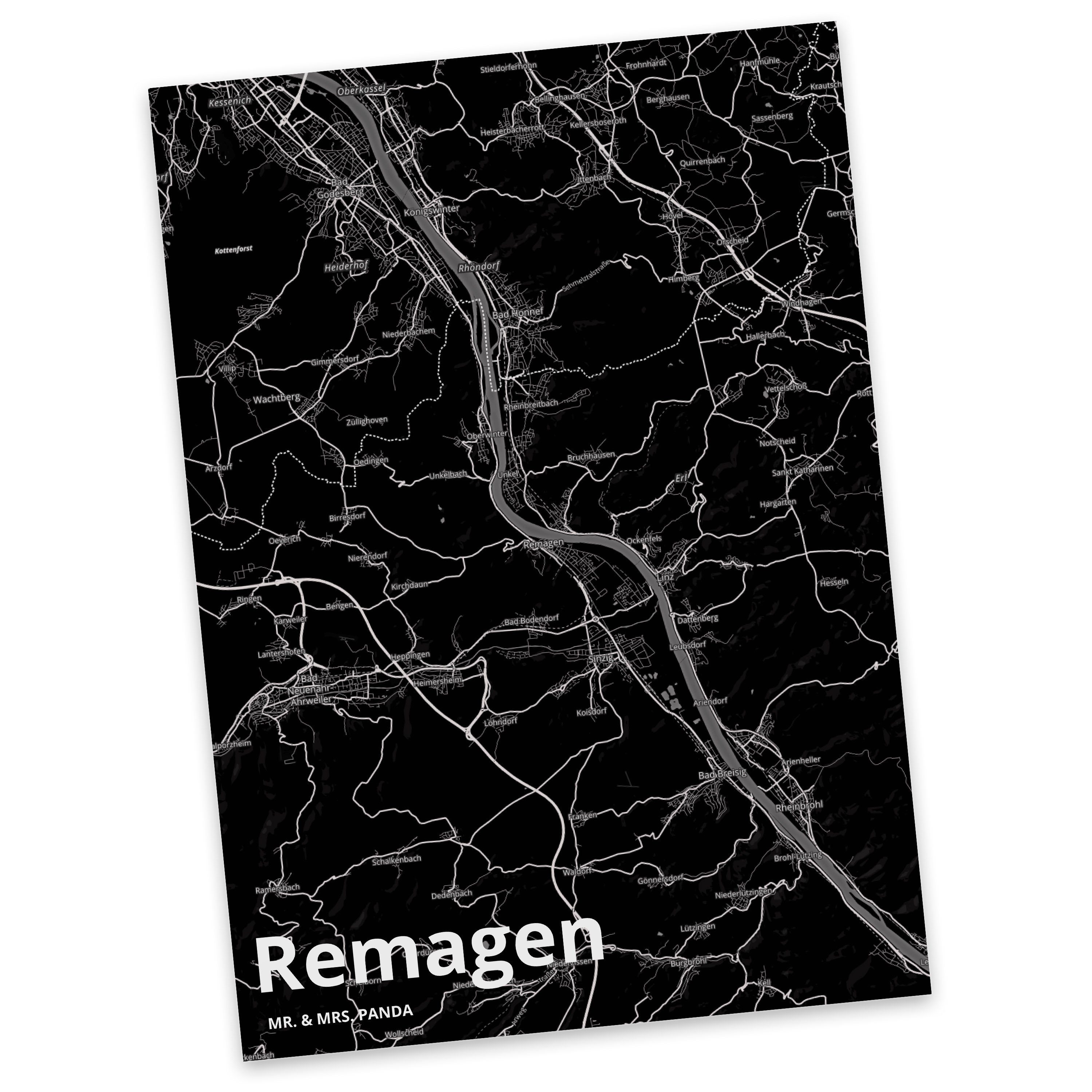 Mr. & Mrs. Panda Postkarte Remagen - Geschenk, Stadt Dorf Karte Landkarte Map Stadtplan, Einladu