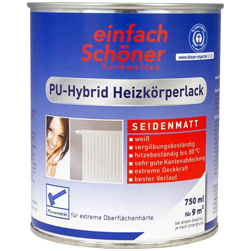 einfach Schöner Farbwelten Heizkörperlack Lack Premium PU-Heizkörperlack Weiß Seidenmatt wasserverdünnbar, 750 ml