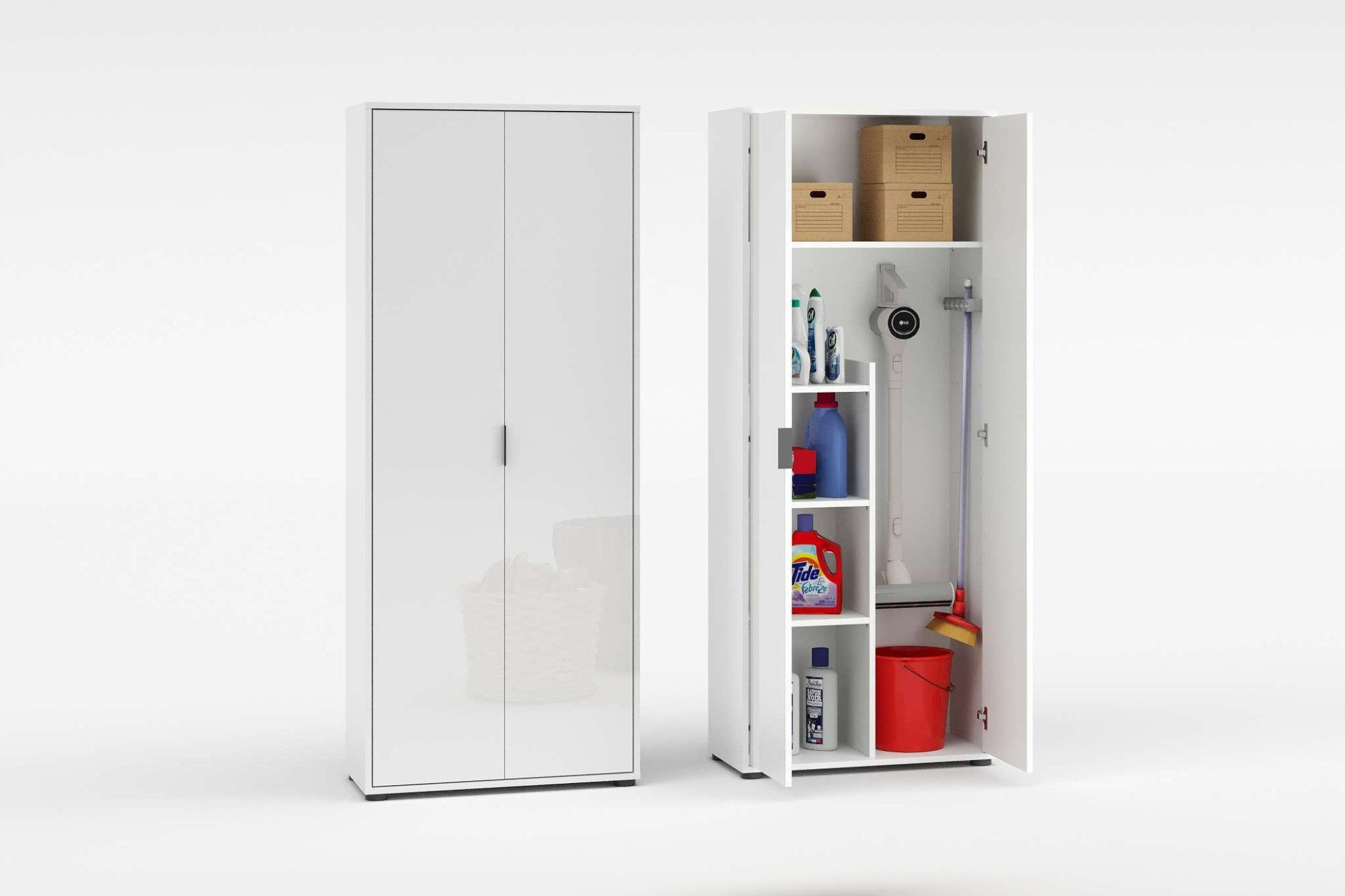 Home affaire Mehrzweckschrank JOLLY, Stauraumschrank, Breite 72,5 cm, Höhe 178 cm (1-St) 2-türiger Schrank, 3 kleine + 1 großer Boden, hochglanz lackiert