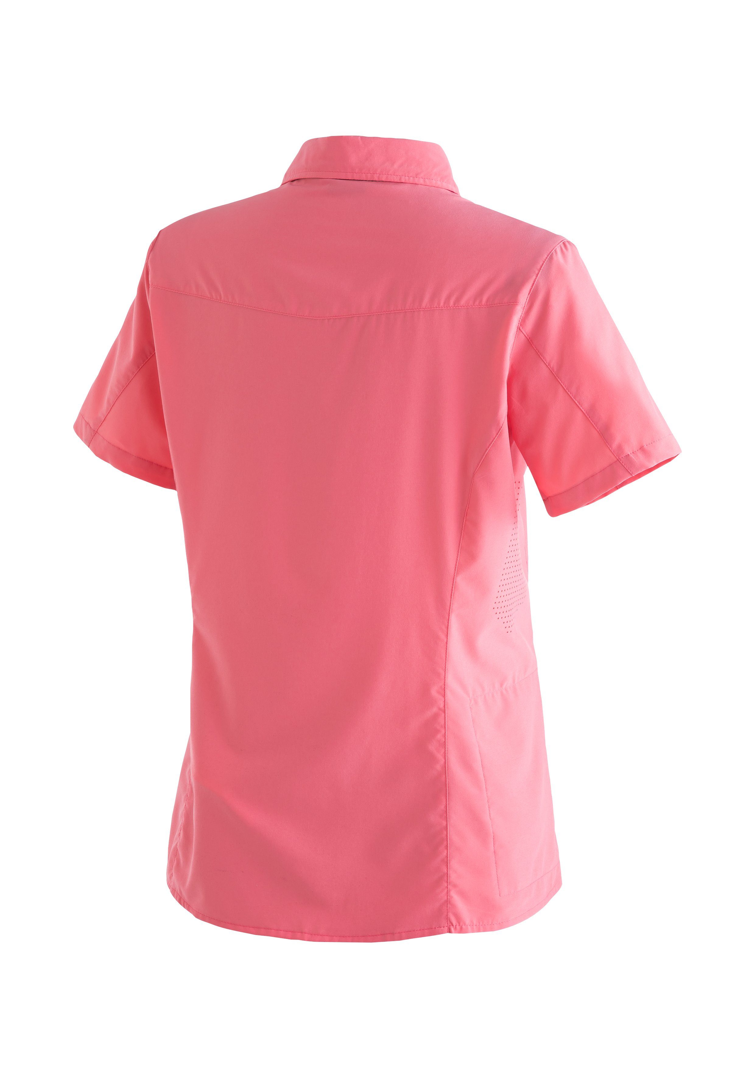 Sports Funktionsbluse Tec mit Sinnes hellpink elastische Trekkingbluse WS/S Maier Leichte, Sonnenkragen