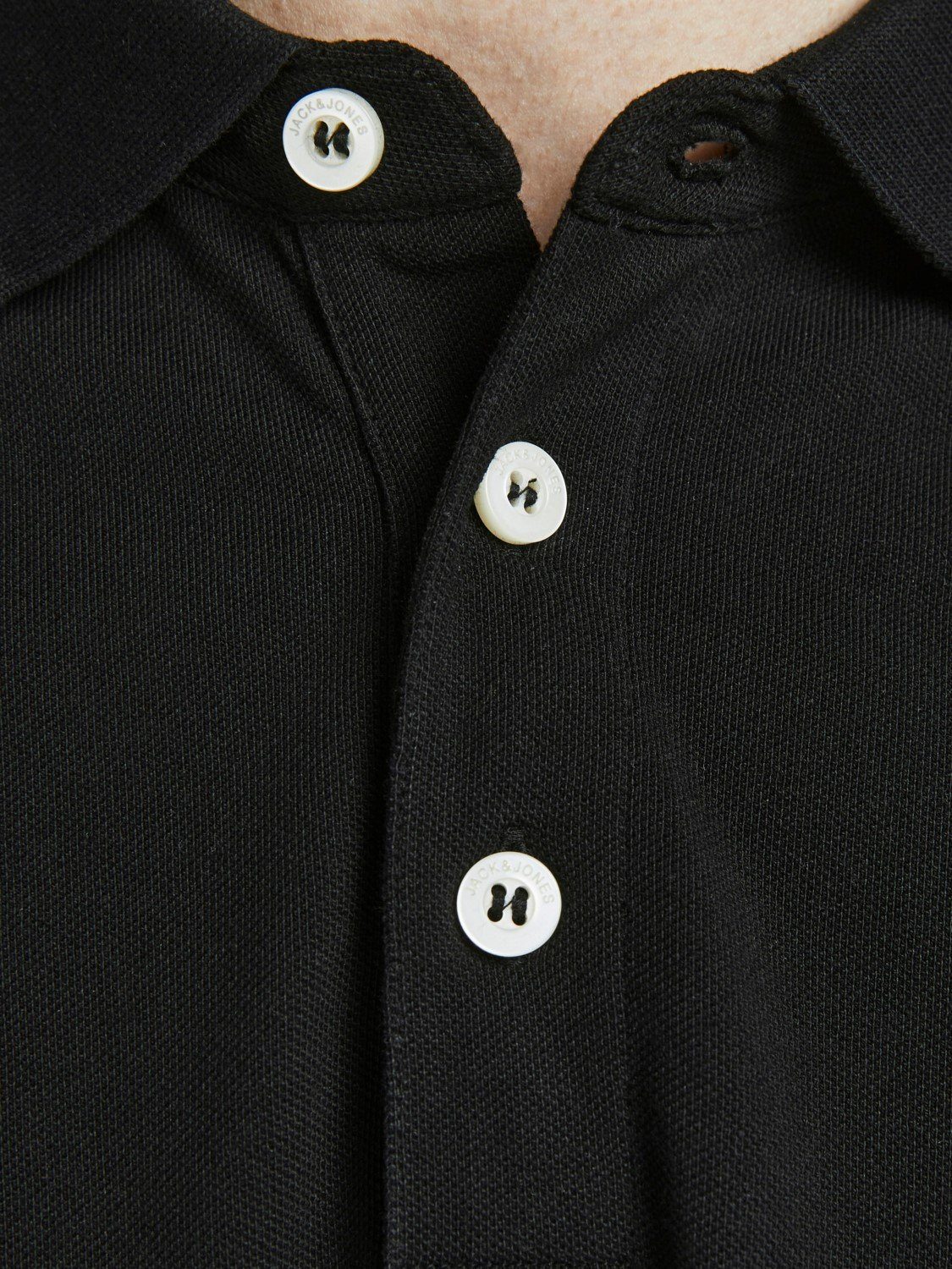Polo Schwarz Poloshirt (1-tlg) Kragen Cotton Jack Shirt 3613 JJEPAULOS Jones & Sommer in Hemd Pique