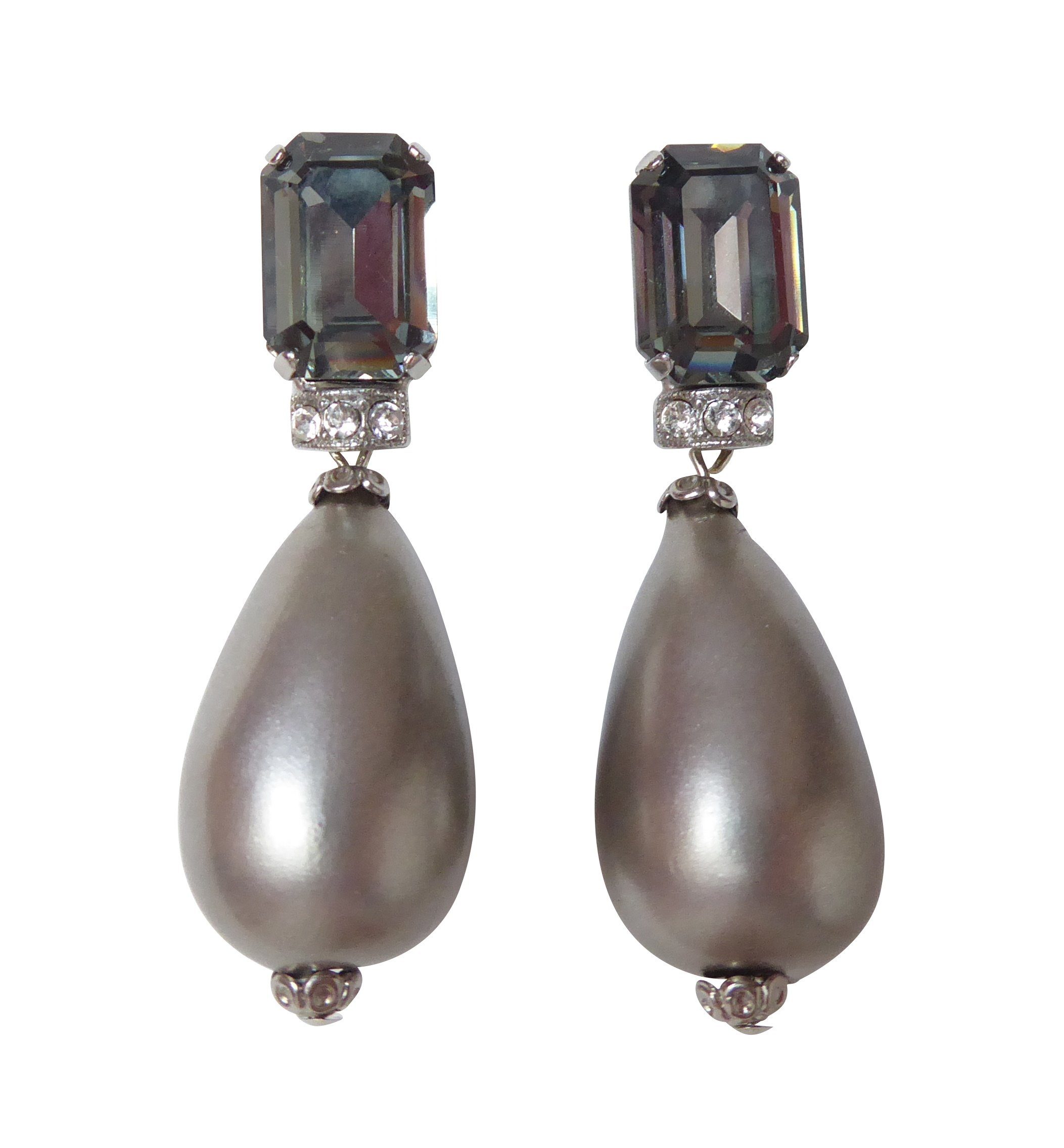 Mugello Paar Ohrstecker Mona grau silber edel elegant Feier klassisch Geschenk Fest, made in Germany Designer JustWin, Statementohrringe