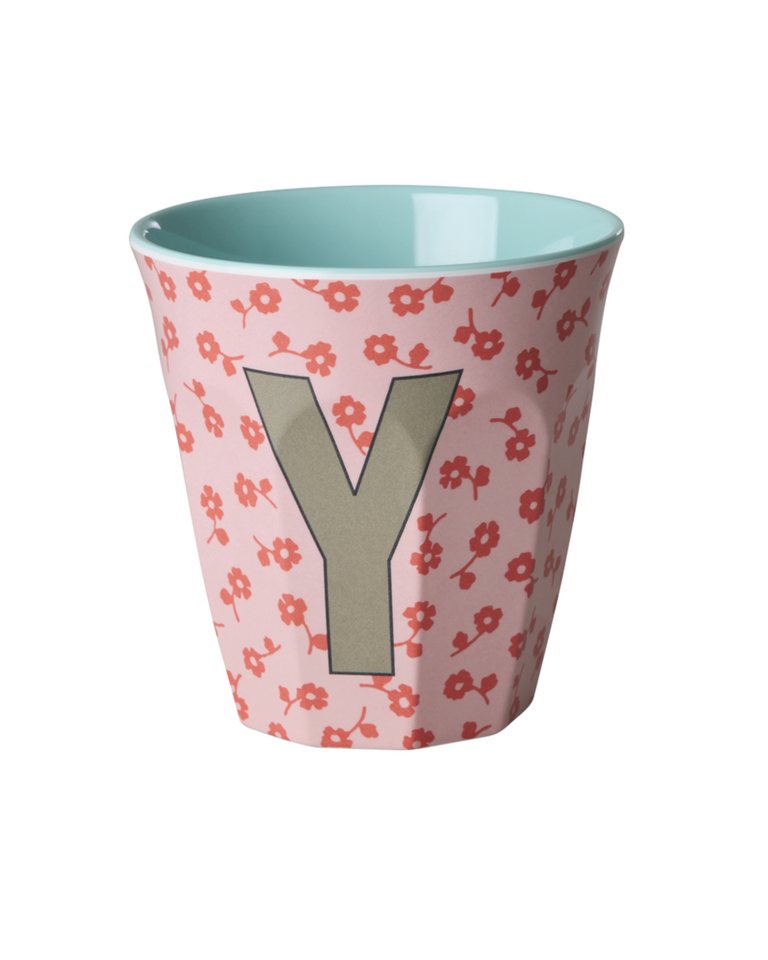 rice Becher Rice Buchstabenbecher – Melamin Tassen A–Z mit Blumen-Design, BPA-frei, 1-tlg., Melamin