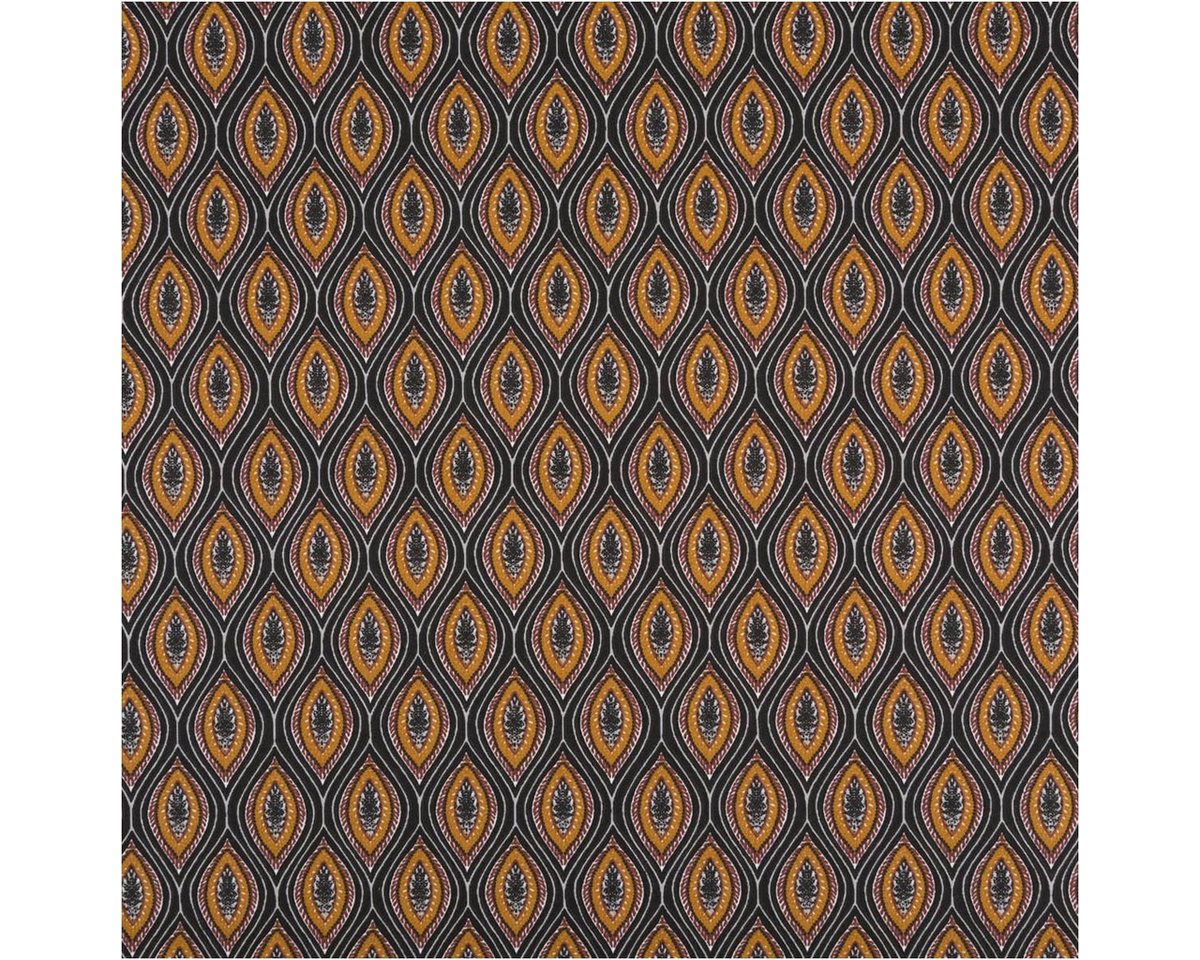 Thumbnail - SCHÖNER LEBEN. Stoff Baumwollstoff Popeline Jana Retro schwarz braun 1,45m Breite, allergikergeeignet