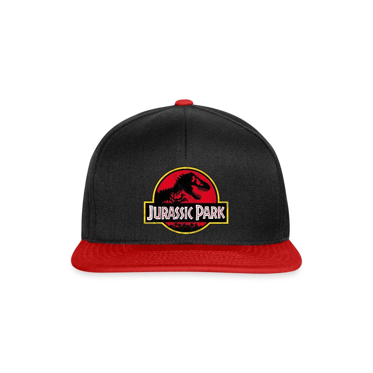 Spreadshirt Snapback Cap Jurassic Park Klassisches Logo In Rot Mit T-Rex Snapback Cap (1-St)