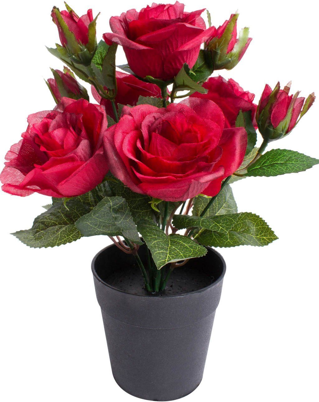 Kunstblume Rosenbusch Rose, Botanic-Haus, Höhe 27 cm