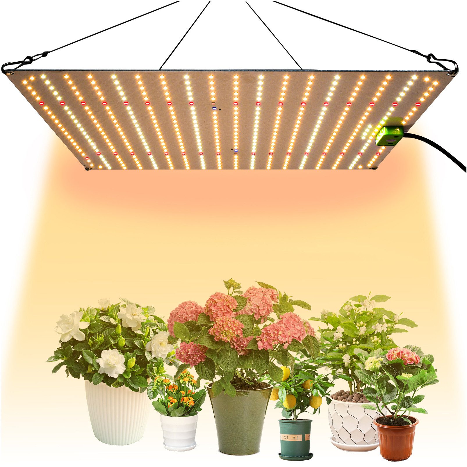 Jibenhome Pflanzenlampe PPFD LED Pflanzenlampe Vollspektrum mit UV IR, Ultradünn, Ruhig, 85W, 120W/150W Dimmbare Wachstumslampe für Zimmerpflanzen, Gemüse, Blume
