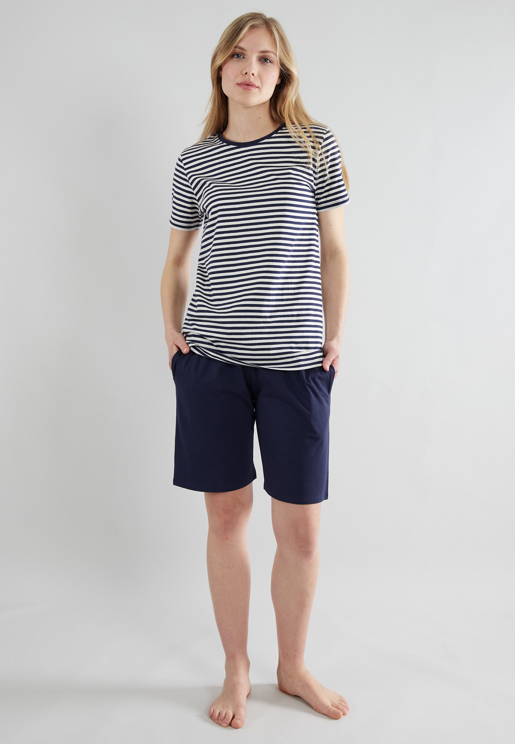 GÖTZBURG Shorty GÖTZBURG Damen Shorty blau quergestreift (1 tlg)