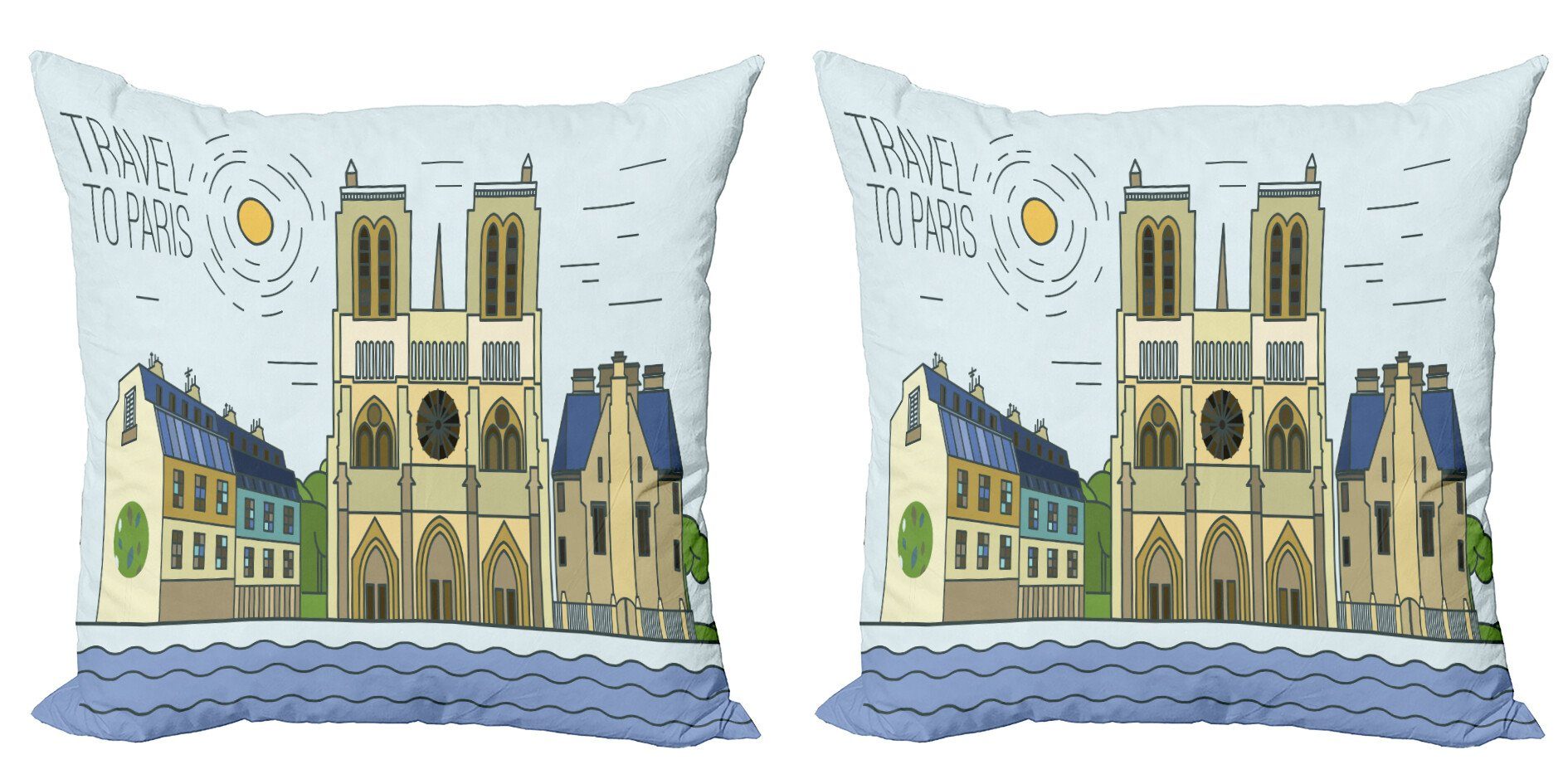 Kissenbezüge Modern Accent Doppelseitiger Digitaldruck, Abakuhaus (2 Stück), Notre Dame De Paris Postkarten-Bild