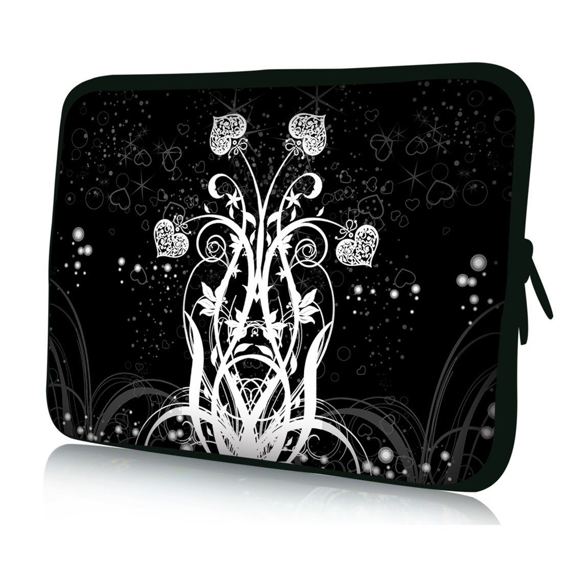 wortek Laptoptasche für Laptops bis 15,4", Ranke Schwarz Weiß, Wasserabweisend