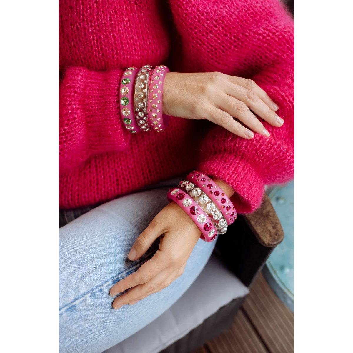 Pinken Pink (Größe:XL) Sassari Hellen Armreif Armband mit und Kristallen Coloristers