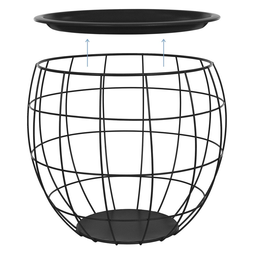ML-DESIGN Beistelltisch Sofatische aus Metall rund Wohnzimmertische Satztische (3-St), Couchtisch Schwarz Metallkörbe Drahtkorb mit abnehmbarer Tischplatte – Bild 3 von 5