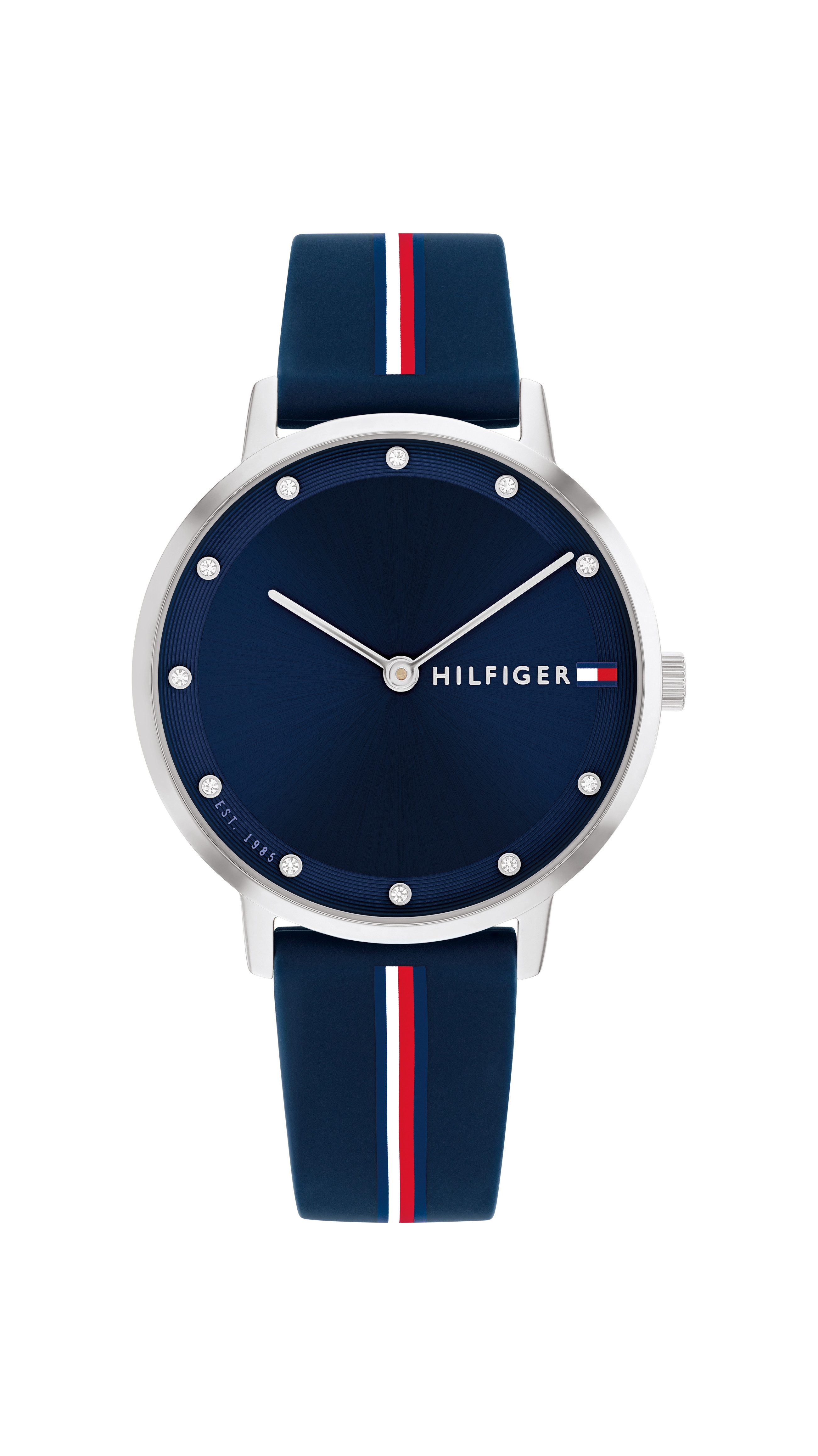 Tommy Hilfiger Quarzuhr PIPPA 1782736, Armbanduhr, Damenuhr, Silikonarmband, analog, Glaskristalle