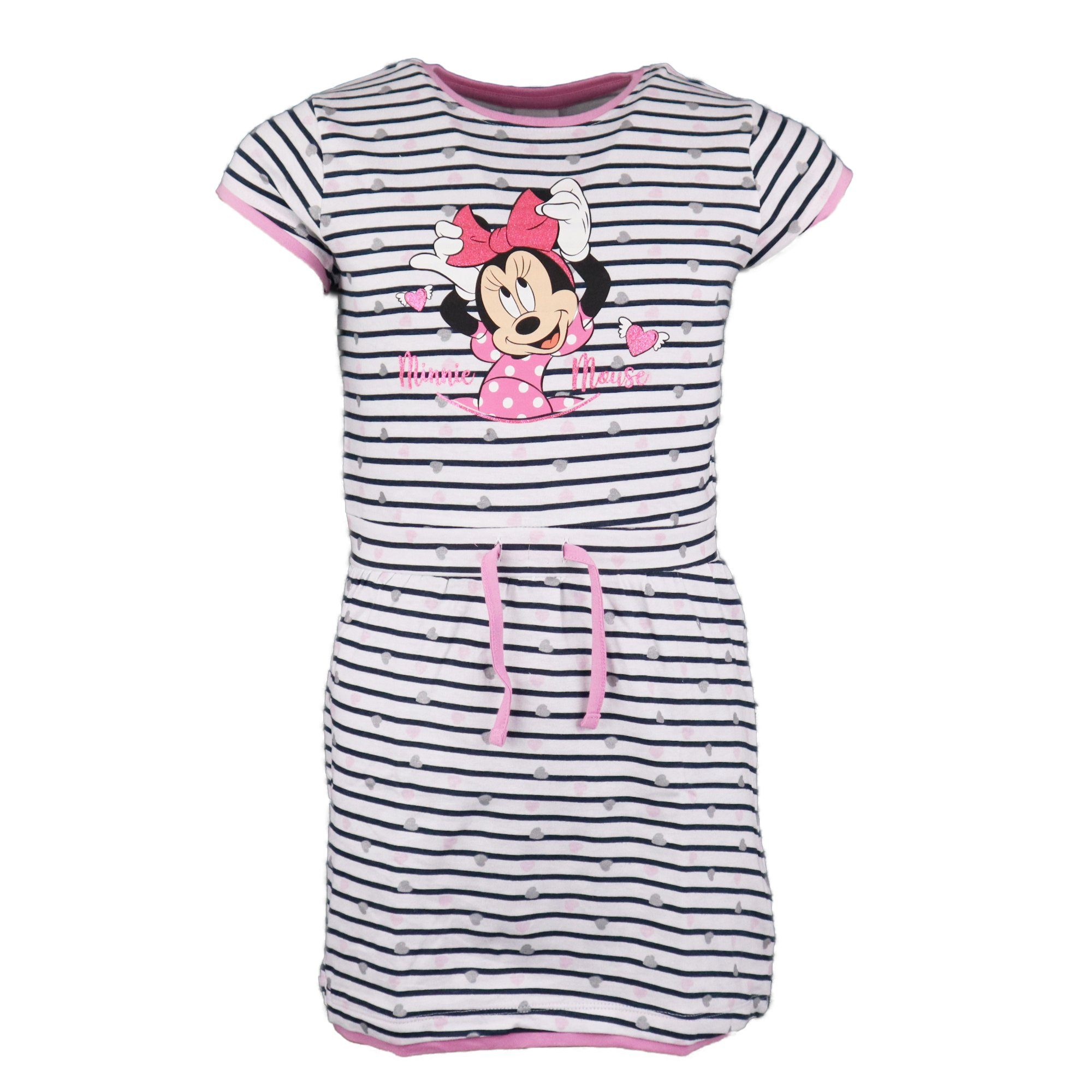 Disney Minnie Mouse Sommerkleid Minnie Maus Mädchen Kinder Kleid gestreift Gr. 104 bis 134, 100% Baumwolle | Sommerkleider