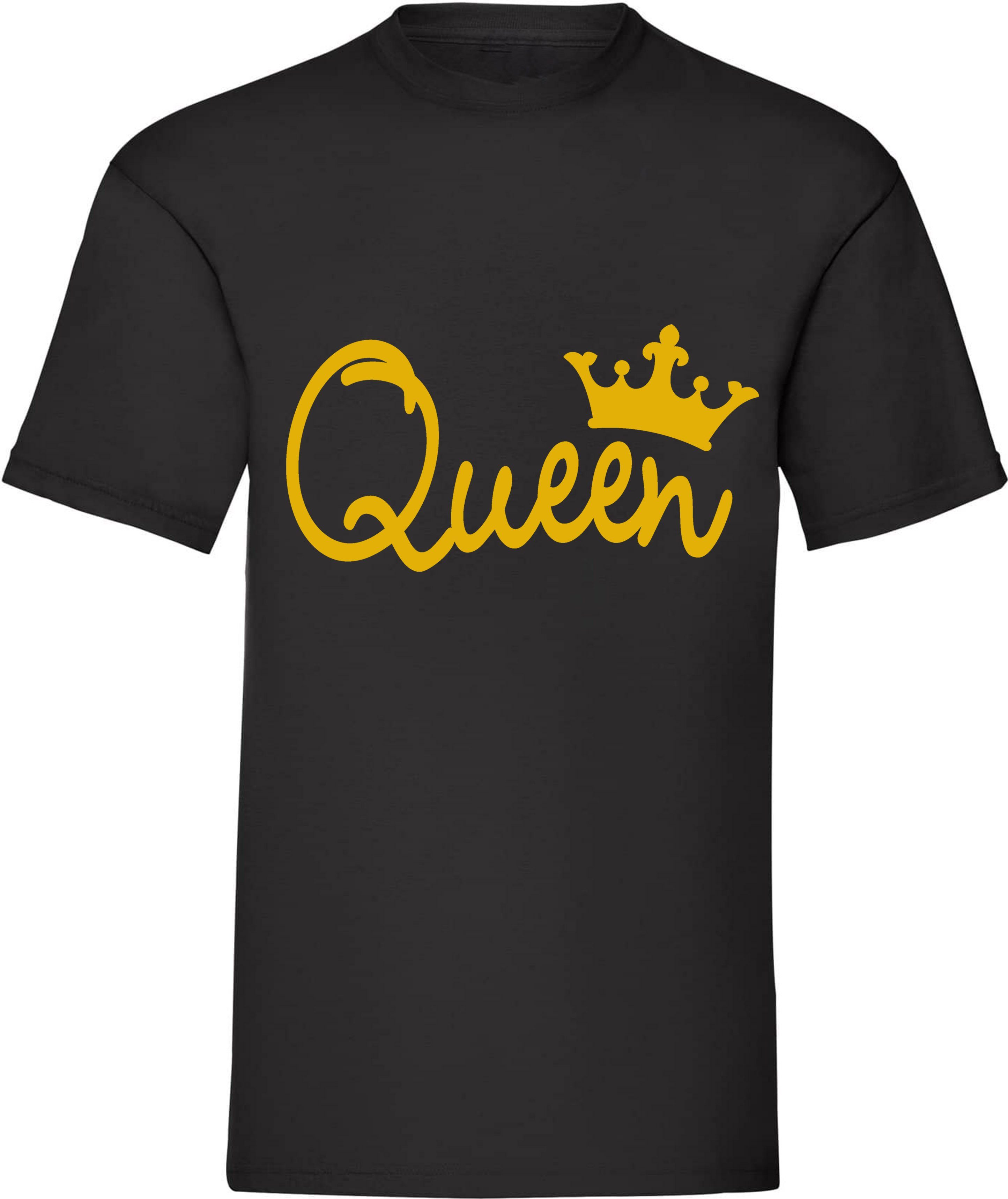 aus Queen T-Shirt hochwertigen Banco Damen Druck Baumwolle King und DTF Schwarz 100% Unisex