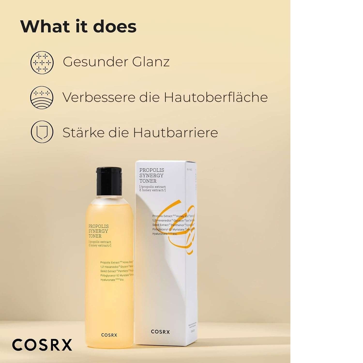 Cosrx Toner Full Fit Propolis Synergy Toner 150 ml – hydratisierendes 72,6 % Propolis-Extrakt & 10 % Honigextrakt, beruhigt empfindliche, Haut, spendet Feuchtigkeit, für strahlenden Glow & glatten Teint
