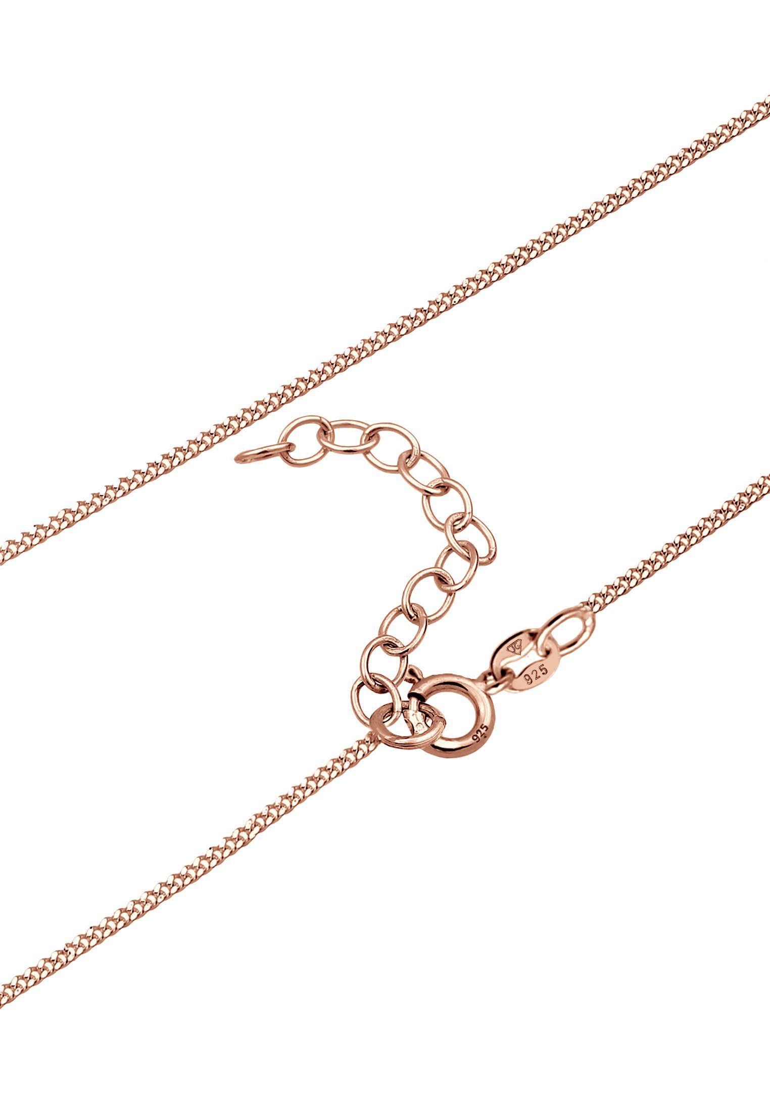 Choker Anhänger Collier Elli Silber Rund mit Rosegold Mondstein 925