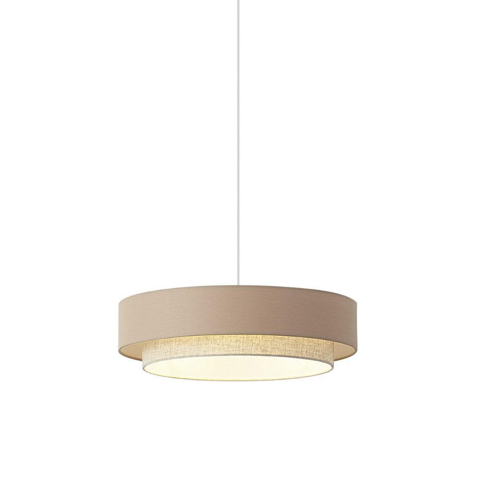 Qazqa Pendelleuchte Drum duo, ohne Leuchtmittel, Neutralweiß, QAZQA Hängeleuchte, e27, Beige, Metall, Modern